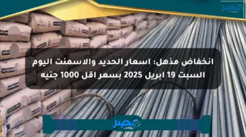 انخفاض مذهل: أسعار الحديد والأسمنت اليوم السبت 19 أبريل 2025 بسعر أقل 1000 جنيه